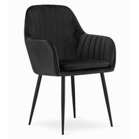 STUHL PRAIANO 1 Stück, Schwarz, Schwarz, mit Samtstoff gepolstert - Schwarz, Textil/Metall (58/87/57cm) - Komodee