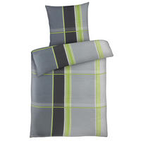 SEERSUCKER-BETTWÄSCHE 135x200 Kariert Sommer Bettbezug Bügelfrei aus 100% Polyester, Mikrofaser Bettbezüge Grau Grün - Grün, Textil (135/200cm) - Carpe Sonno