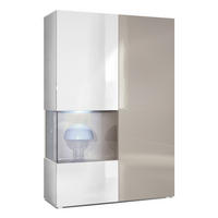 VITRINE Morena Tür und Einsatz in Sandgrau Hochglanz - Sandfarben, Holzwerkstoff (91.5/136.5/37cm) - Vladon