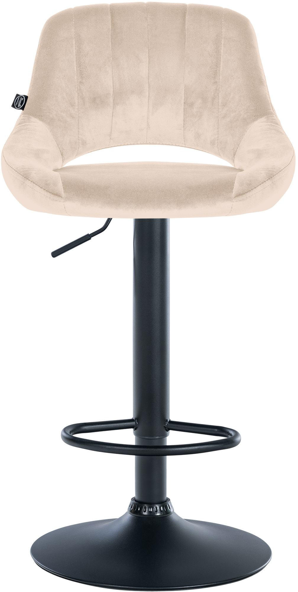 BARHOCKER 2er Set Samt creme - Creme/Schwarz, Textil (47/85/48cm) - CLP