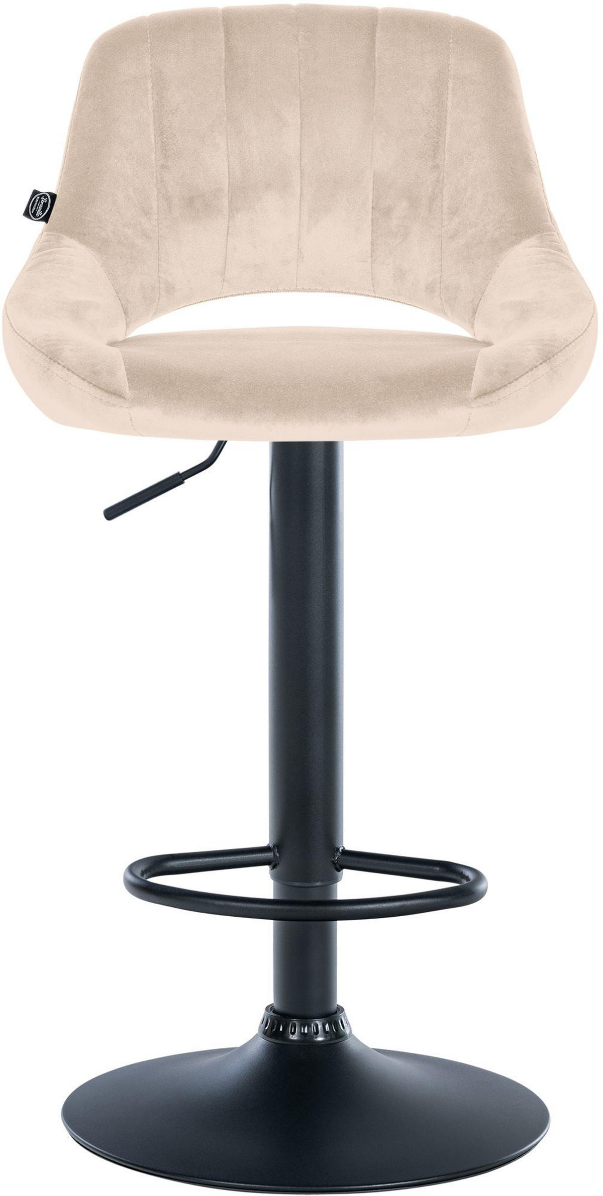 BARHOCKER 2er Set Samt creme - Creme/Schwarz, Textil (47/85/48cm) - CLP