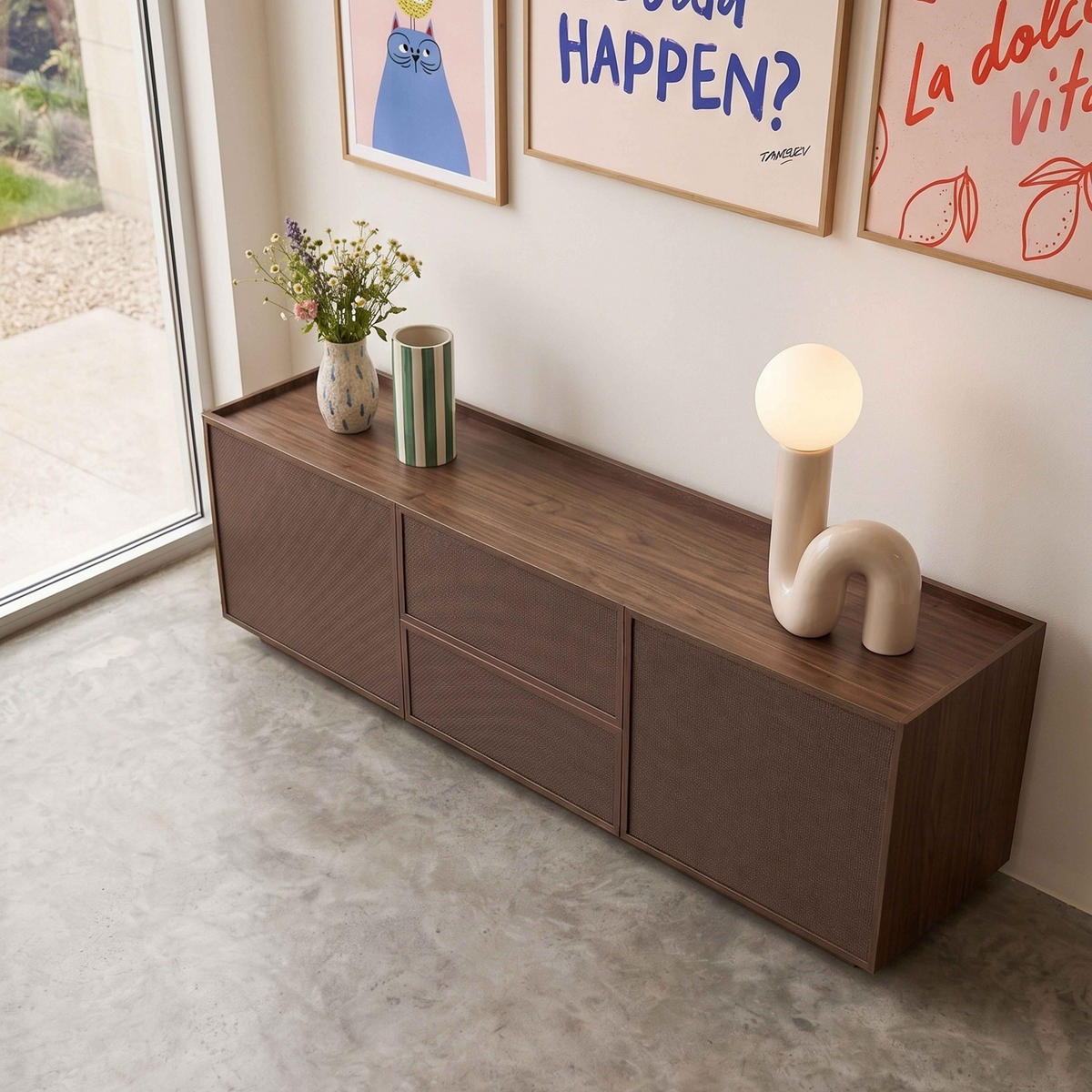 TV-MÖBEL, dunkle Holzoptik - Braun, Holz (150/40/40cm) - Oviala