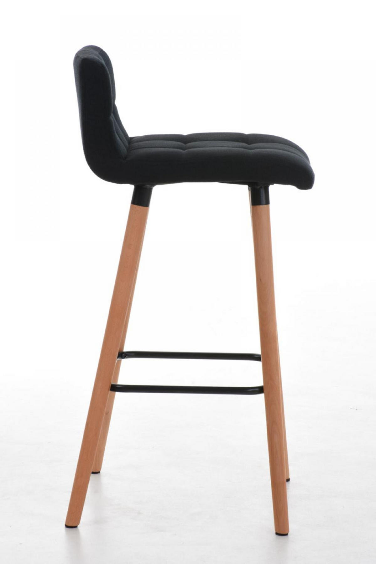 BARHOCKER 2er Set Stoff schwarz - Eukalyptusholzfarben/Schwarz, Holz/Textil (42/94/49cm) - CLP