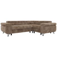 ECKSOFA ORSO L Braun Cord - Rechts Seite - Schwarz/Braun, Textil/Metall (268/197cm) - MKS