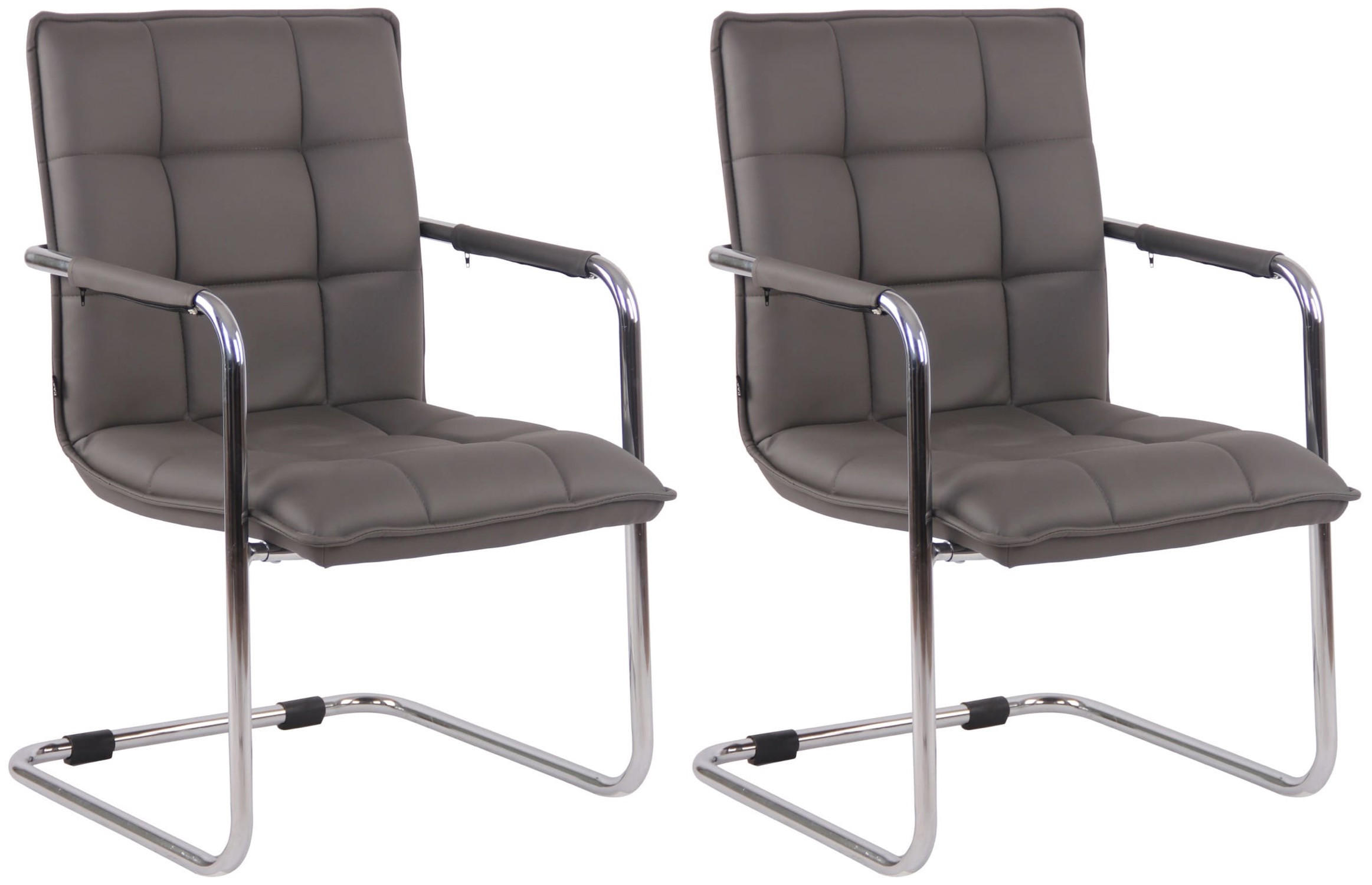 BESUCHERSTÜHLE Gant - 2er Set Kunstleder chrom grau - Chromfarben/Grau, Textil/Metall (57/89/64cm) - TPFLiving