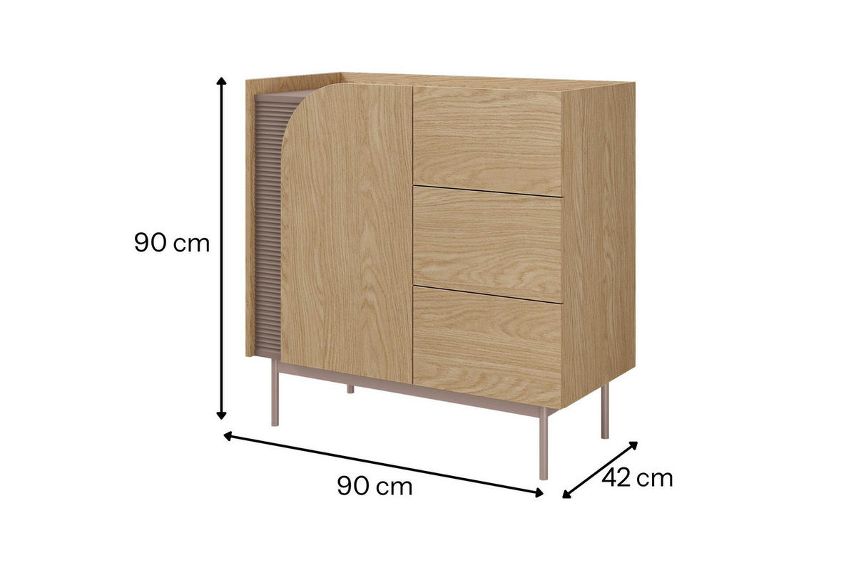 KOMMODE CARLO 08 90/90/42 cm in Frühlingseiche / Toffee - Eichefarben, Holzwerkstoff (90/90/42cm) - Deine Möbel 24