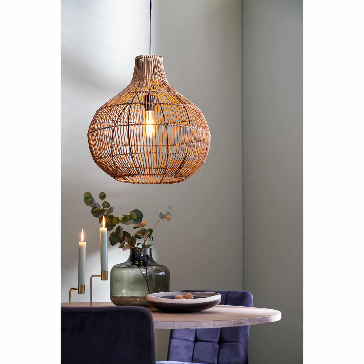HÄNGELAMPE Pacino Braun Ø50/51,5 cm - Braun, Holz (50/50/51.5cm) - Light & Living