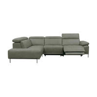 ECKSOFA Linus Echtleder mit 1 x Relaxfunktion Perlgrau - Hellgrau, Leder/Metall (220/262cm)