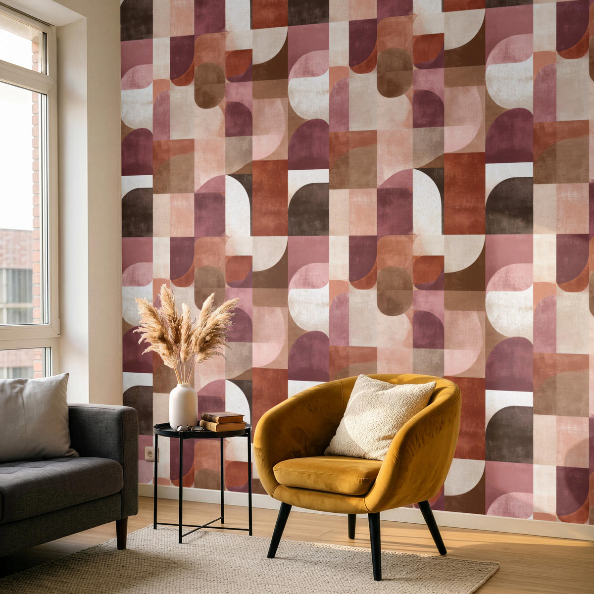 TAPETE - Geometrie - Modern - Retro - 240x260 cm - Multicolor, Papier (240/260cm) - OnlyWow