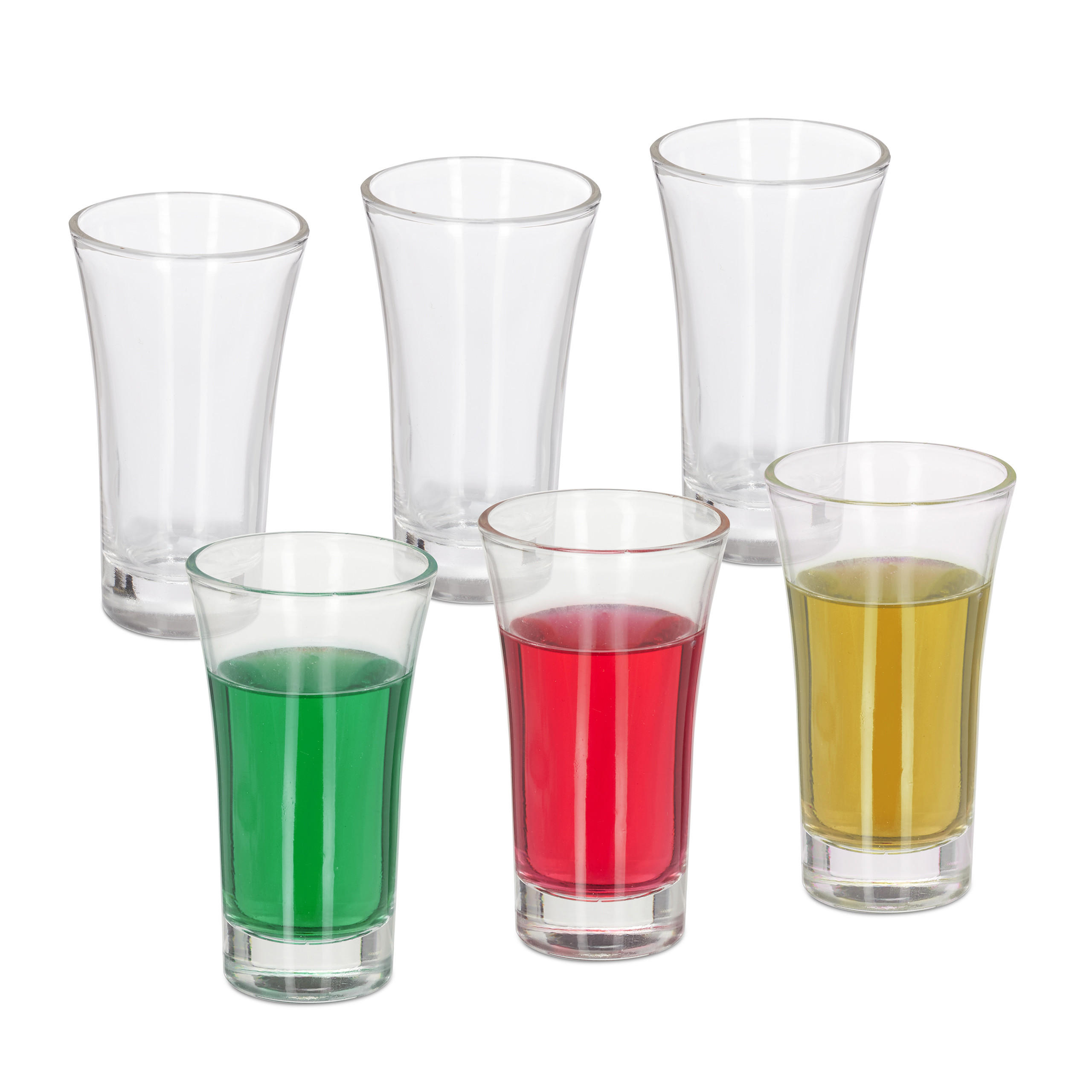 6xSCHNAPSGLAS - Transparent, Glas (0.06L) - Relaxdays