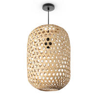 PENDELLEUCHTE Punu - Beige/Schwarz, Holz (30/30/43cm) - Paco Home