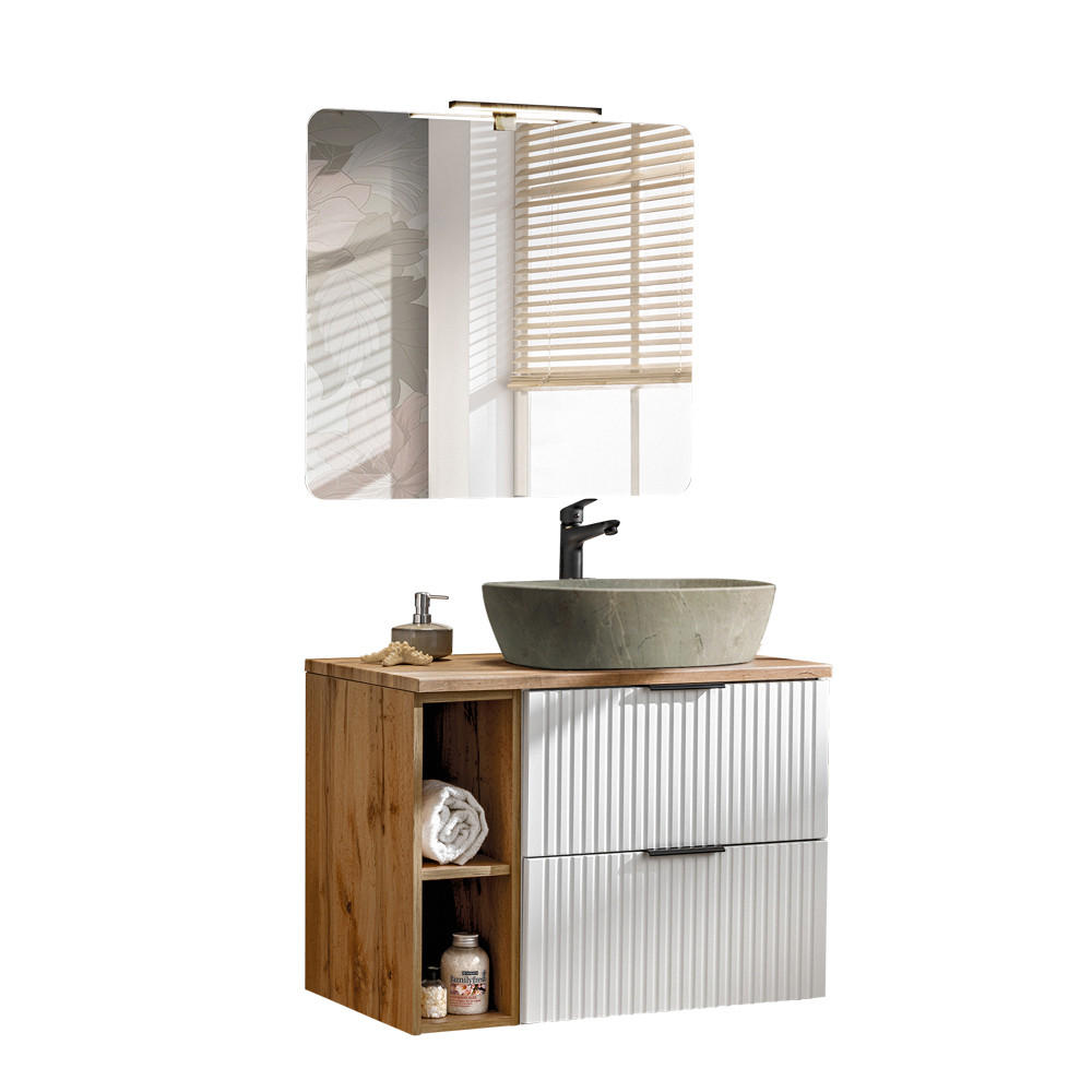 Lomado Badmöbel-Set Weiß 81x200x47 cm
