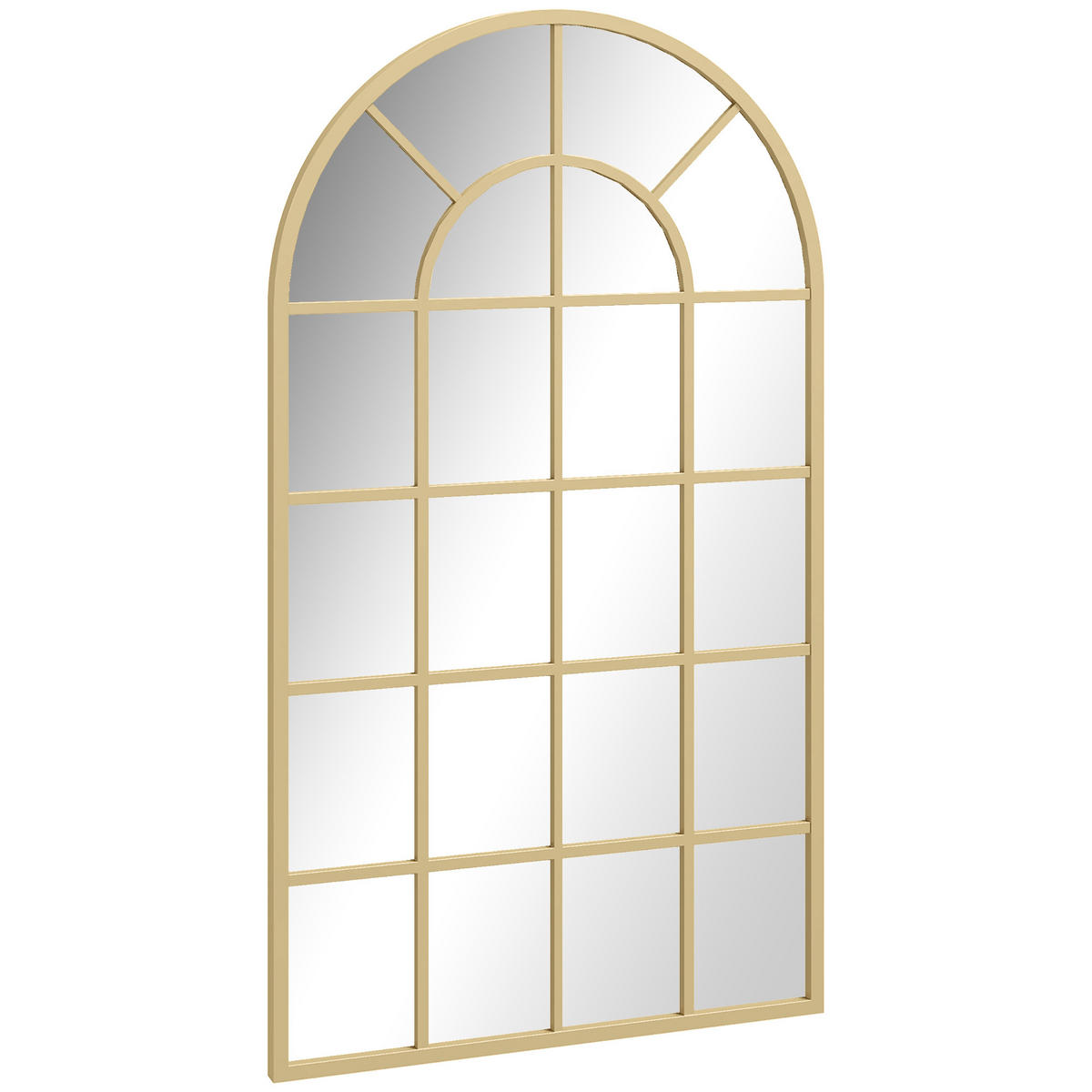 WANDSPIEGEL DE-14330 industrielles Fenster-Design 110x65 cm Gold - Goldfarben, Metall (100/65/2.5cm) - ComfortXL
