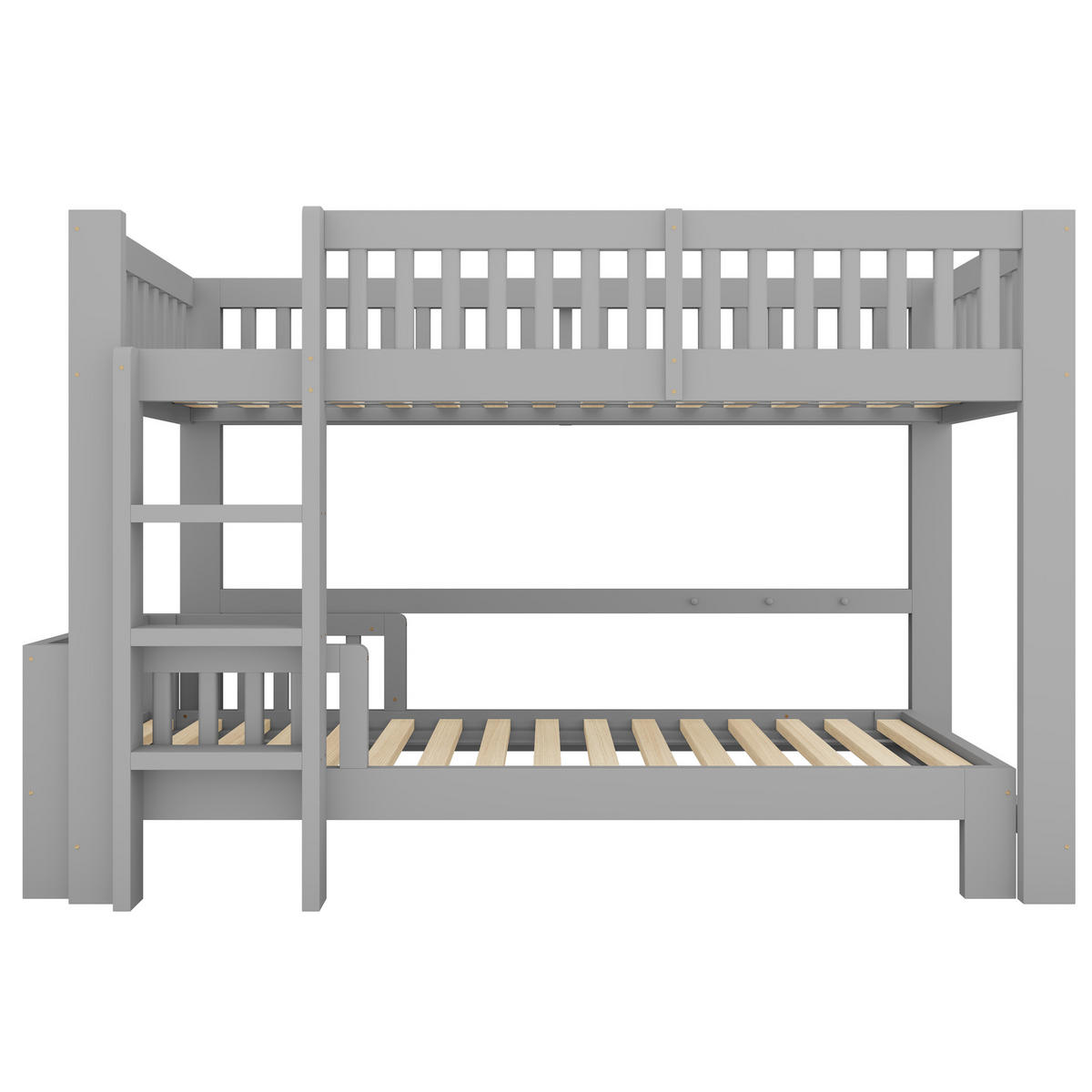 ETAGENBETT 90/200 cm Hochbett und Einzelbett, DE-41582, in Grau - Grau, Holzwerkstoff (90/200cm) - ComfortXL