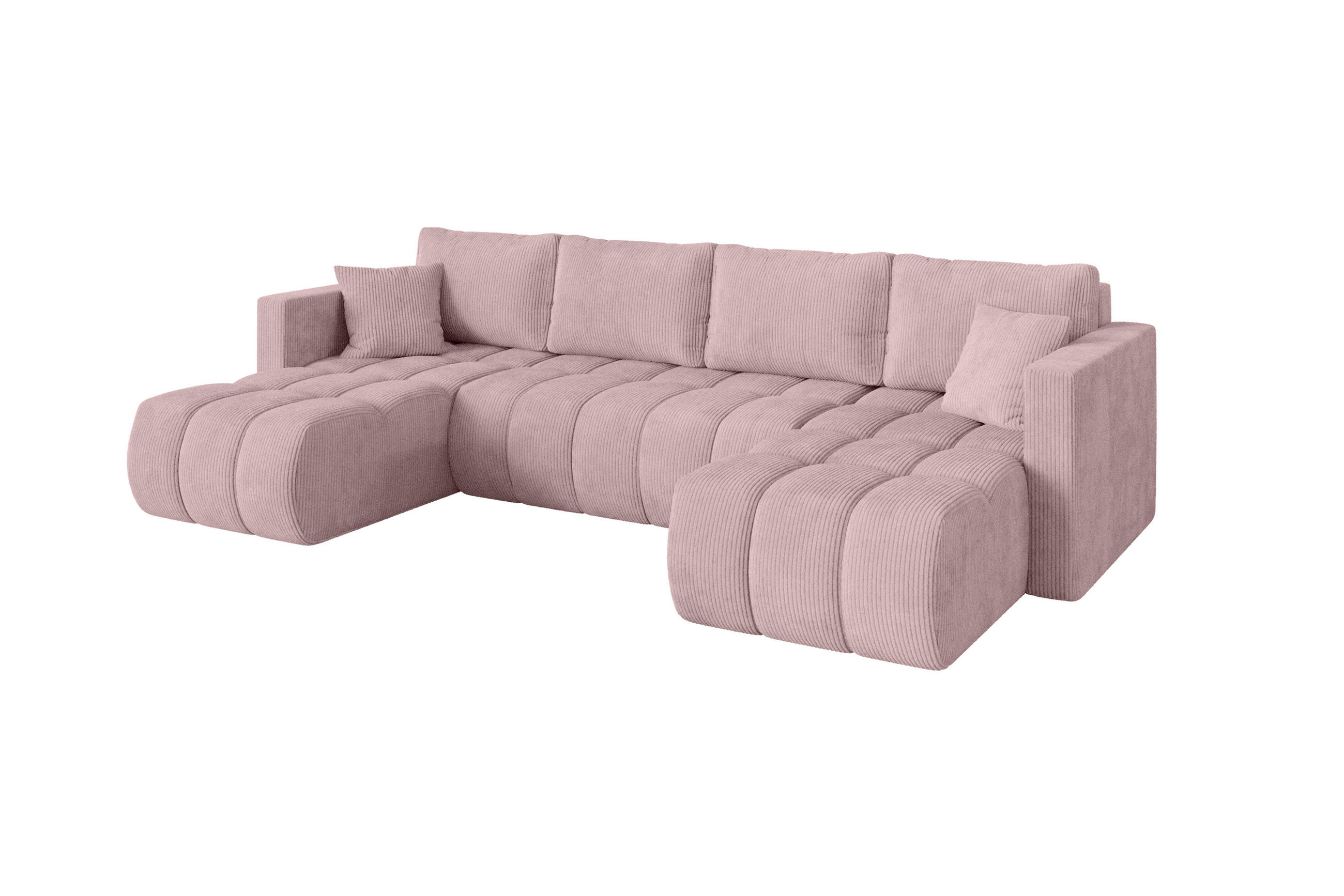 SEDACÍ SOUPRAVA DO U s funkcí spaní a úložným prostorem GARD-U 300x146x85 růžová manšestr - růžová/černá, kompozitní dřevo/textil (300/85/146cm) - ALTDECOR