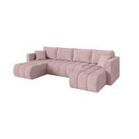 SEDACÍ SOUPRAVA DO U s funkcí spaní a úložným prostorem GARD-U 300x146x85 růžová manšestr - růžová/černá, kompozitní dřevo/textil (300/85/146cm) - ALTDECOR
