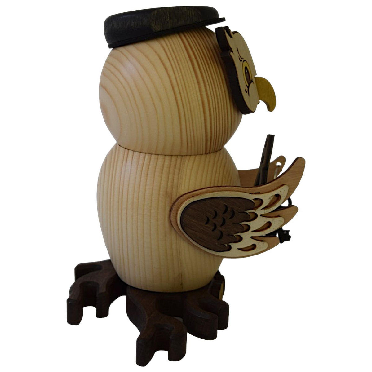 RAUCHFIGUR Eule Handwerker 15 cm - Multicolor, Holz (10/15/10cm)