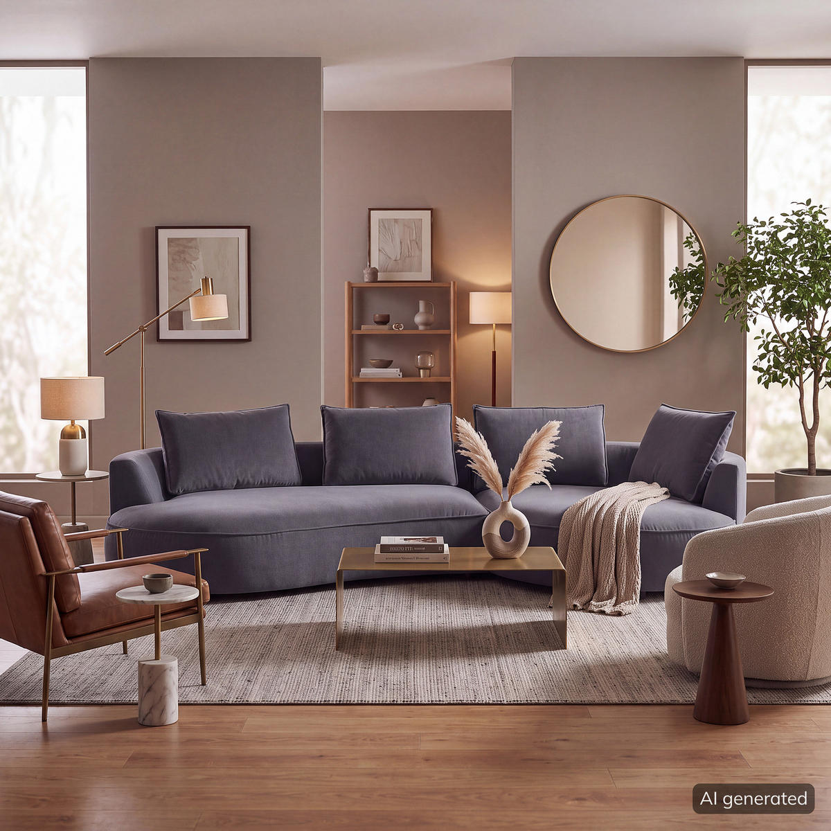 BIGSOFA - Grau, Kunststoff/Textil (322/82/154cm) - home24