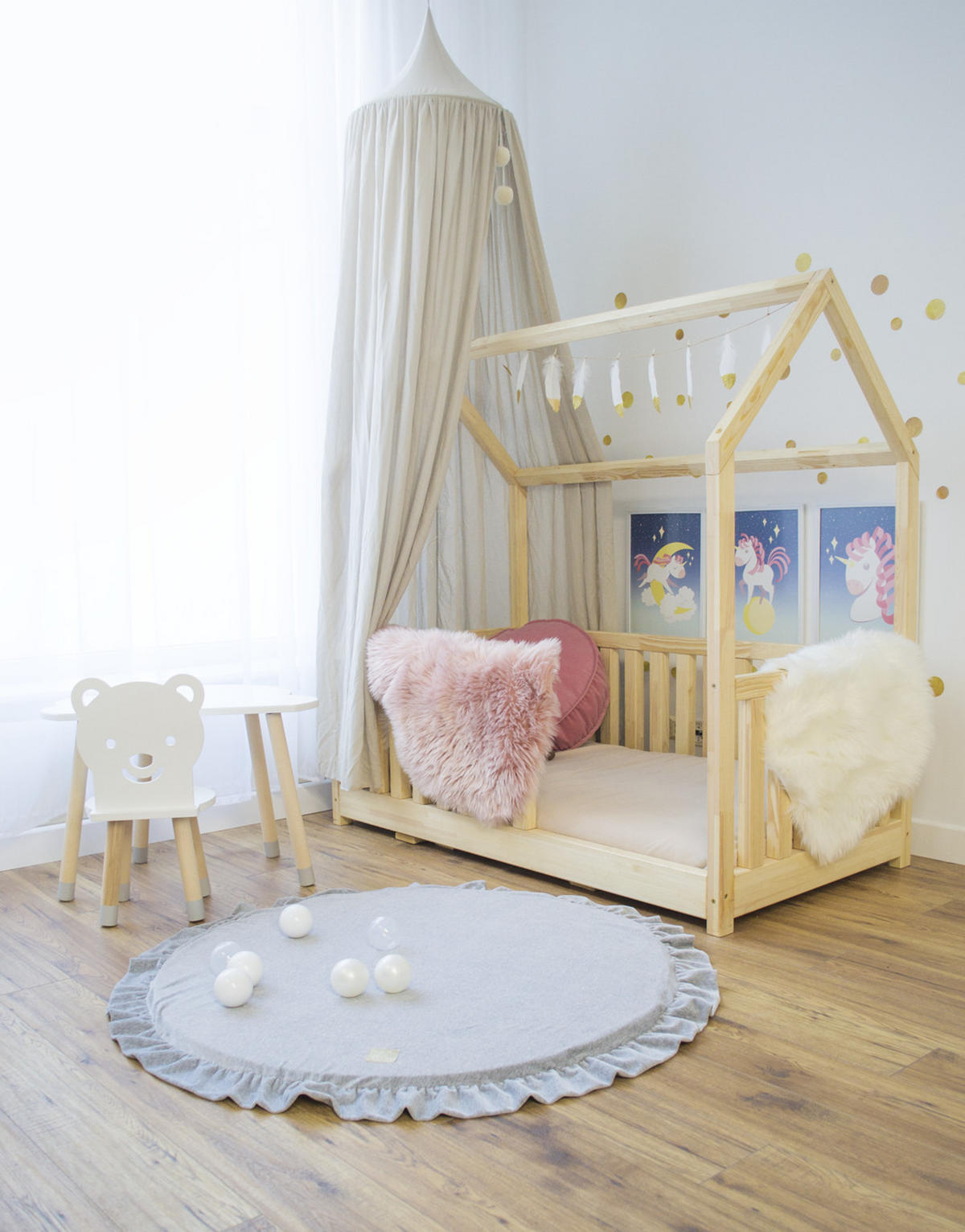 SPIELMATTE für Kinder, Rund, Samt, Hellgrau - Grau, Textil (100/100cm) - MeowBaby