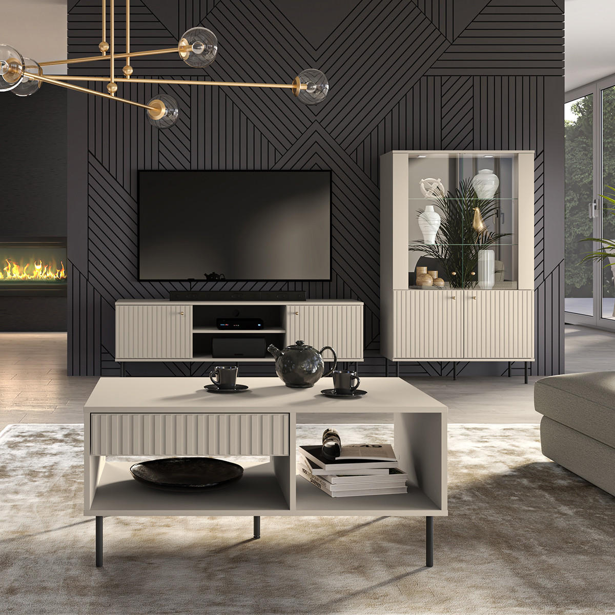 TV-MÖBEL Nova Beige - Beige, Holzwerkstoff (160/53/40cm) - Petits-meubles