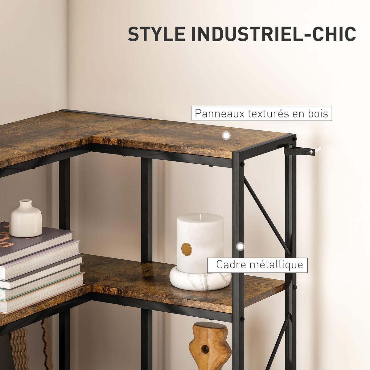 REGAL DE-15529 7-stufig, L-Form, 60/60/198 cm Rustikalbraun - Braun, Holzwerkstoff (60/198/60cm) - ComfortXL