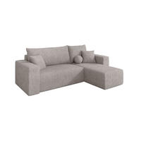ROHOVÁ SEDAČKA s funkcí spaní, otoman vpravo SENO-L 249x139x85 světle šedá velur - černá/světle šedá, kompozitní dřevo/textil (249/139cm) - ALTDECOR