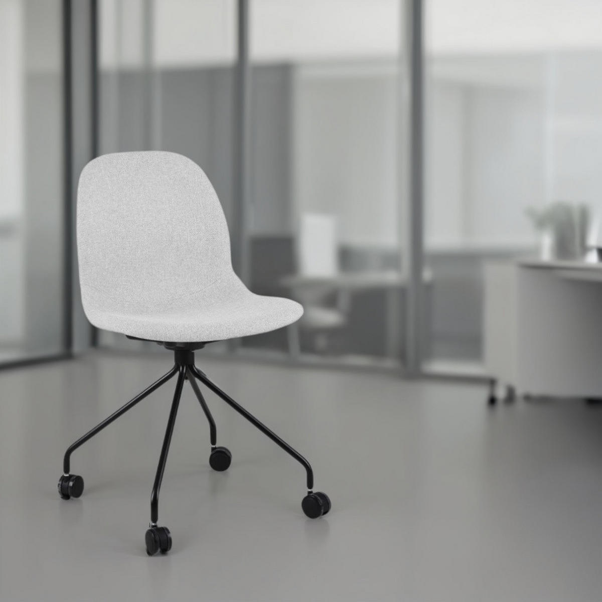 DREHSTUHL Stoff mit ergonomischer Form, Rollen und 360° Drehfunktion CERANO, Grau 46x49x86 cm - Schwarz/Grau, Textil/Metall (46/86/49cm) - KADIMA DESIGN