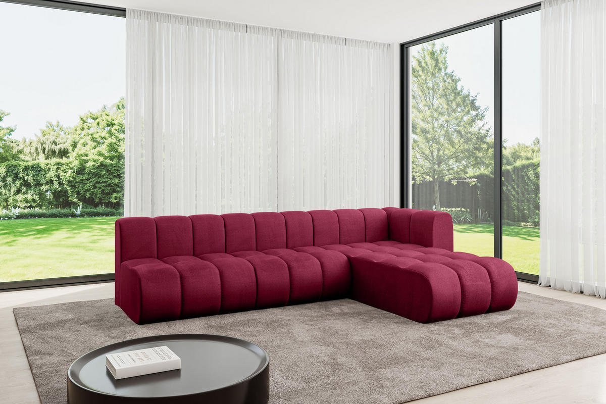 ECKSOFA modulares Sofa Darnel-L2 - 296x177x70 cm Bordeauxrot - Bordeaux, Holzwerkstoff/Textil (296/177cm) - ALTDECOR