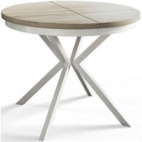 ESSZIMMERTISCH BERGO, ausziehbarer Tisch 120 cm/200 cm, Farbe: Beige, mit Metallbeinen in Farbe Weiß - Weiß/Sonoma Eiche, Holzwerkstoff (120/120/76cm) - Alpi-Möbel