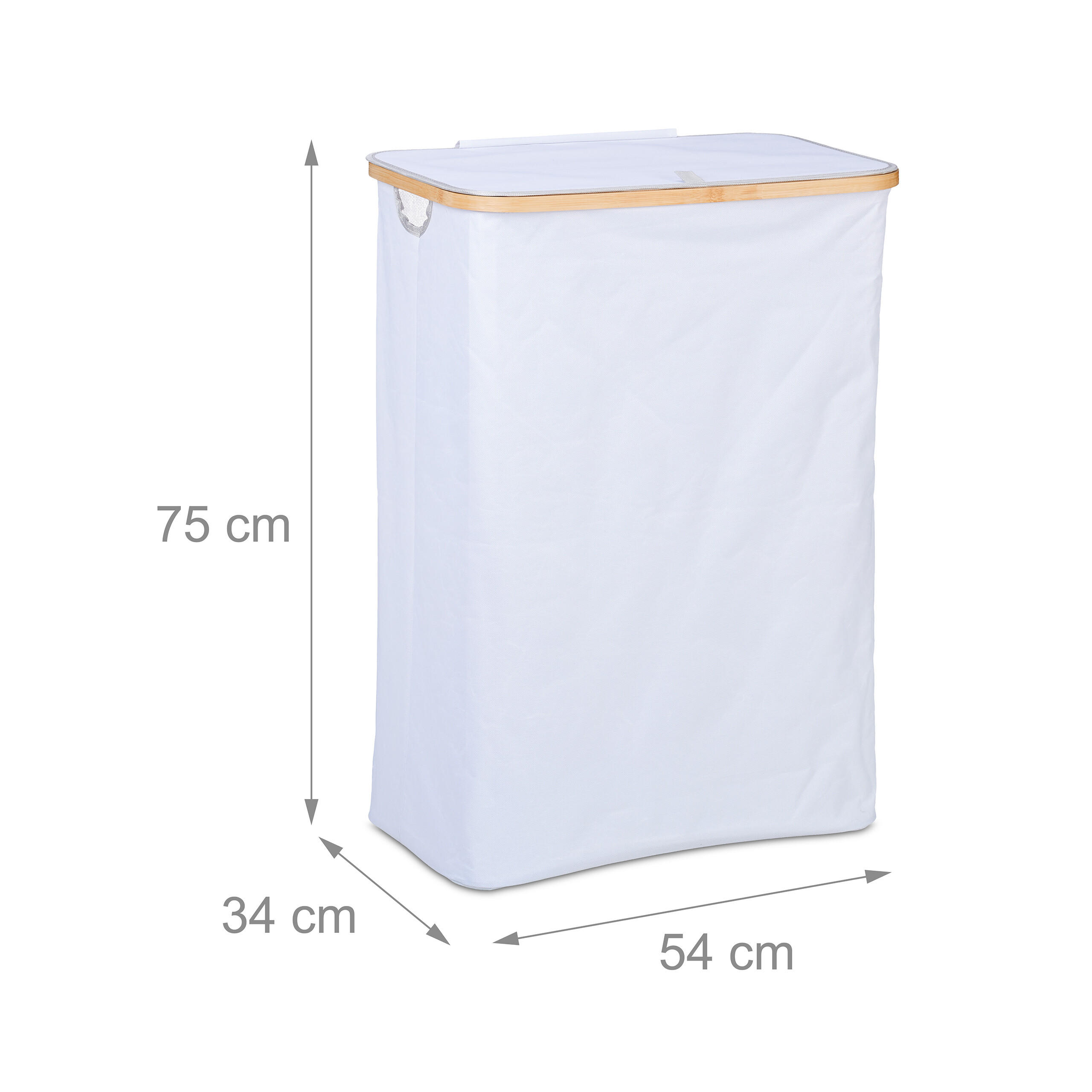 Thumbnail - Relaxdays Wäschekorb, Weiß, Holz, 54x75x34 cm, Ordnen & Aufbewahren, Wäschekörbe & Tonnen