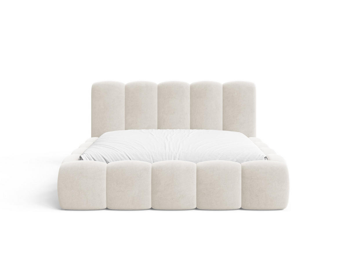 POLSTERBETT 18 - 140x200 cm – Riviera – Gepolstertes Bett mit Metall-Lattenrost - Creme, Holz (140/200cm) - ROYAL24_MARKT