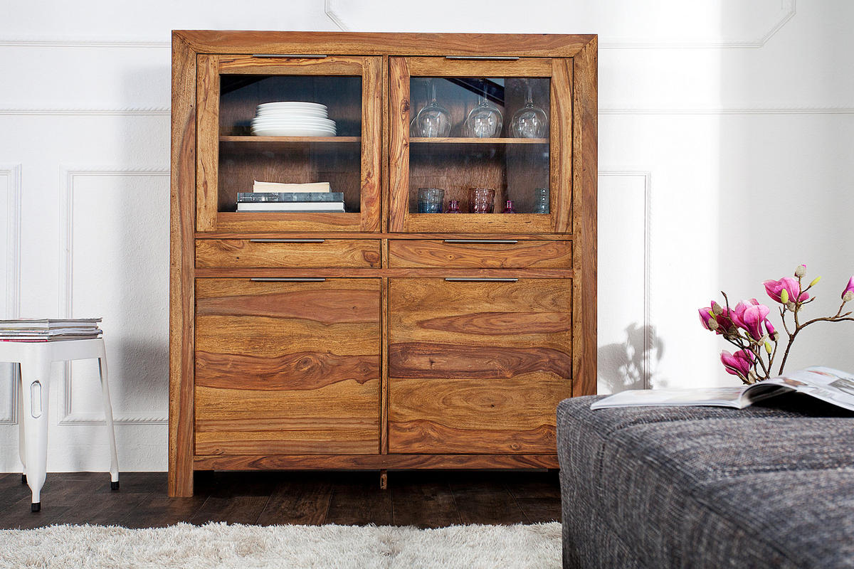 HIGHBOARD PURE Sheesham Natur 140 cm - Braun, Holz (120/140/35cm) - riess-ambiente