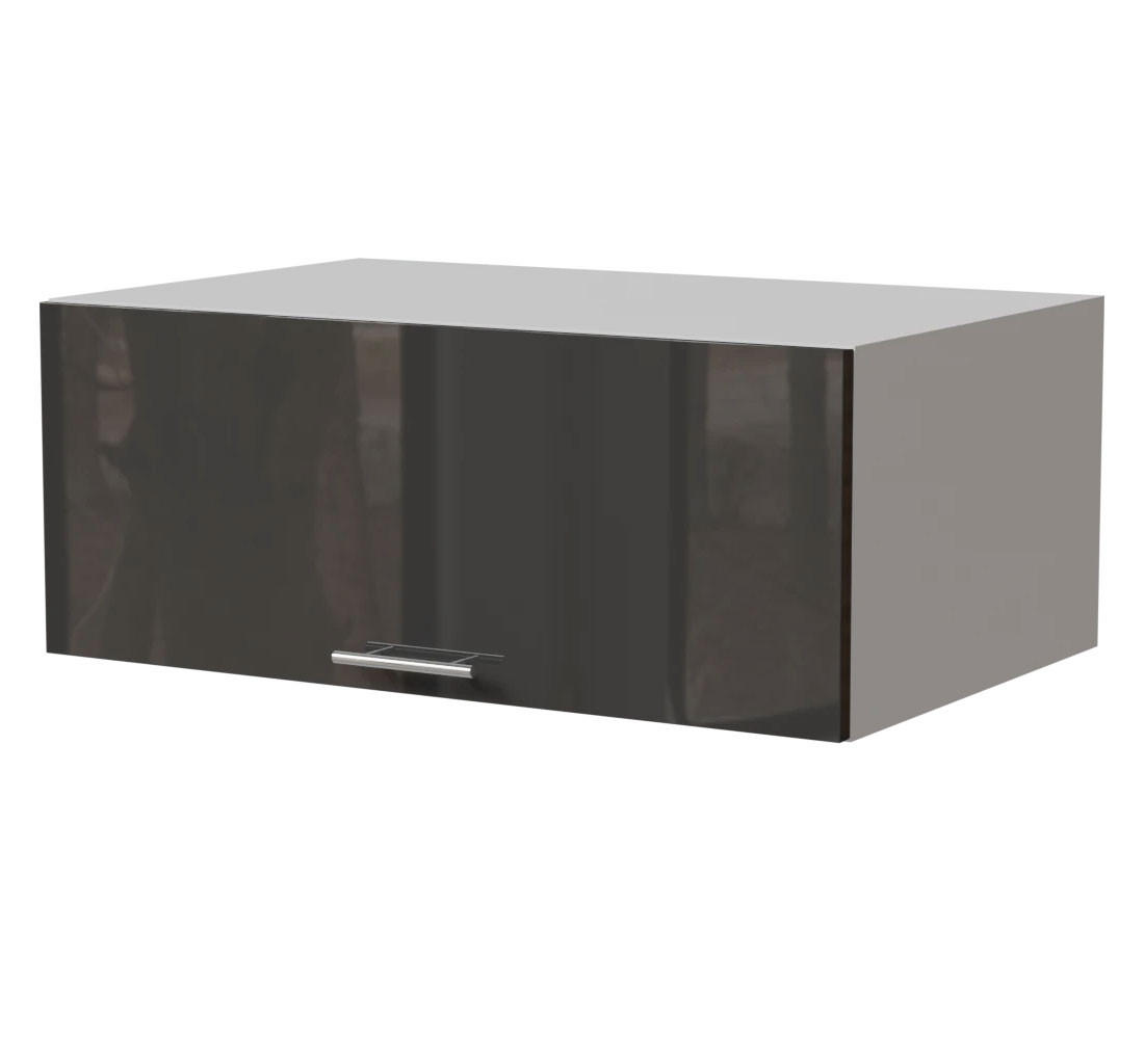 AUFSATZSCHRANK Essen W6B/90 Graphit Hochglanz / Weiß Matt 90 / 59 / 36cm - Graphitfarben/Weiß, Holz/Holzwerkstoff (90/36/59cm) - Feldmann-Wohnen