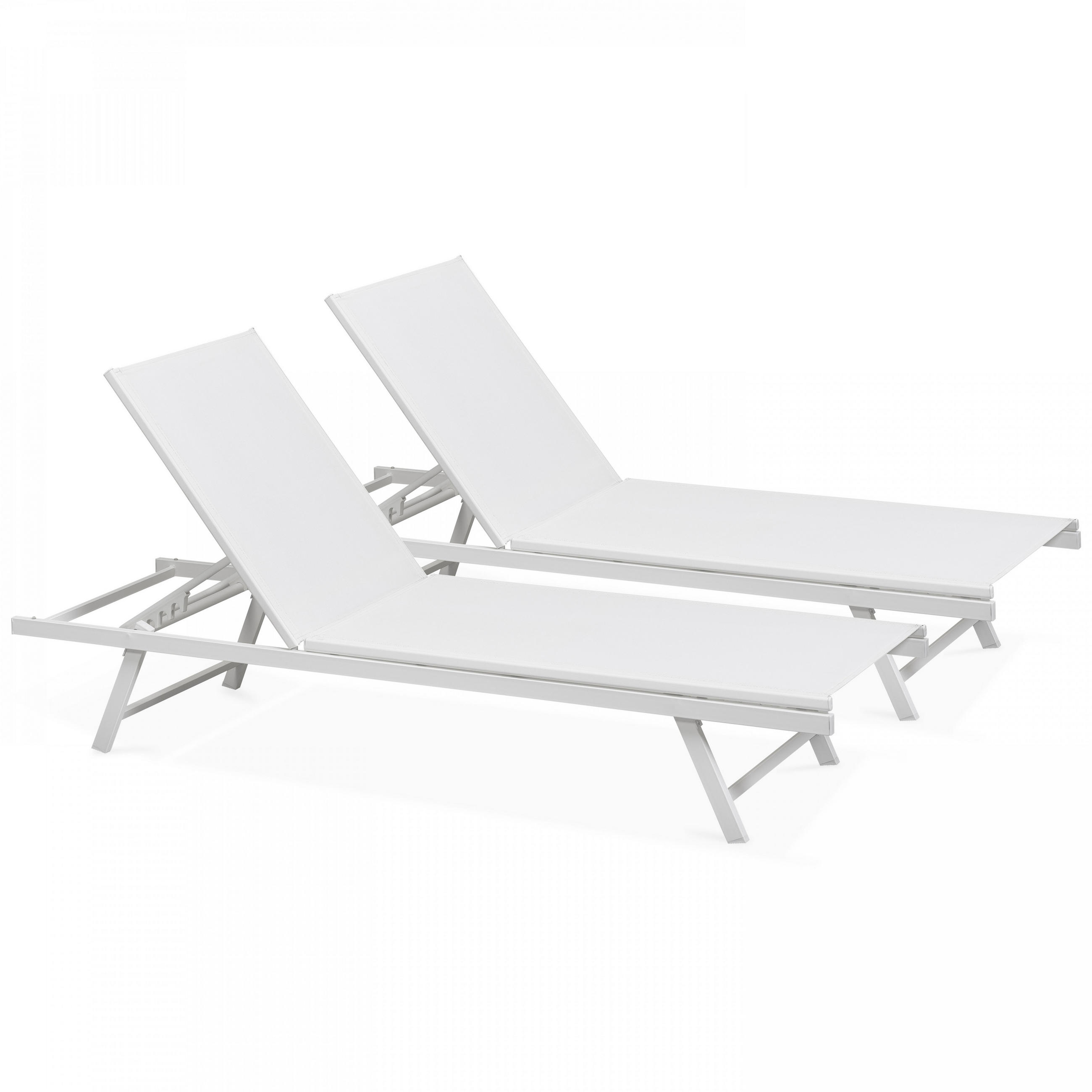 SONNENLIEGE 2-tlg., Weiß - Weiß, Metall (195/90/60cm) - Oviala