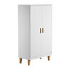 KLEIDERSCHRANK mit zwei Türen, zwei Regalen und einer Kleiderstange L100 x H186.5 cm - Lounge - Weiß, Holzwerkstoff (55/186.5/100cm) - Calicosy