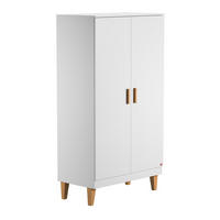 KLEIDERSCHRANK mit zwei Türen, zwei Regalen und einer Kleiderstange L100 x H186.5 cm - Lounge - Weiß, Holzwerkstoff (55/186.5/100cm) - Calicosy