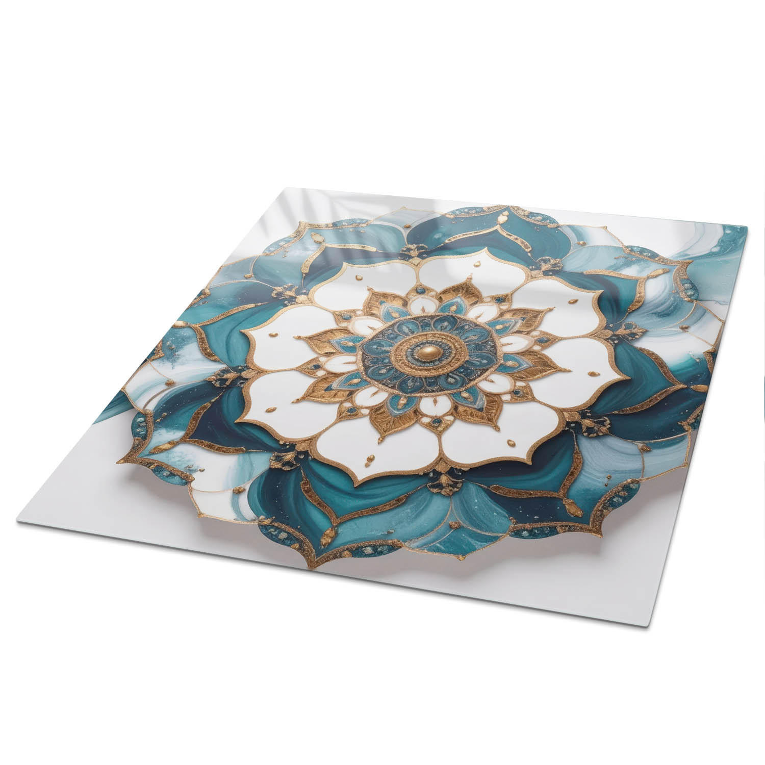 TISCHPLATTE 100x50 cm – Mandala-Eleganz - Grau, Glas (100/50/0.4cm) - Wallfluent