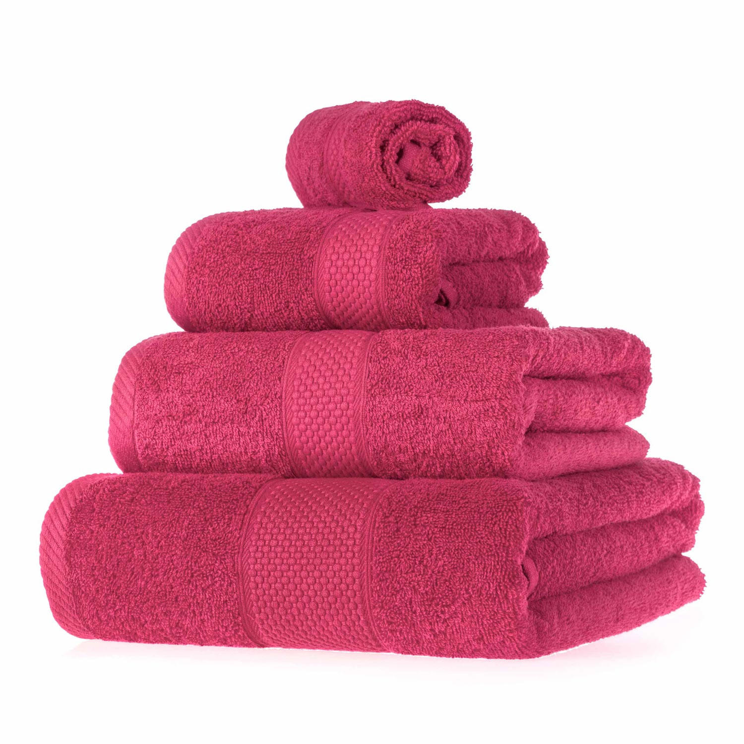 FROTTIERSET Essential 4-teilig himbeere - Pink, Textil (100/150cm) - Homescapes