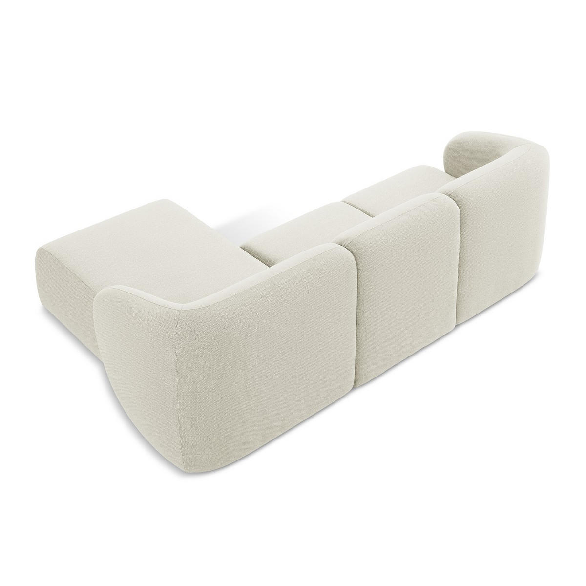 ECKSOFA Rechts Bouclé Stoff Beige - Sandfarben/Schwarz, Holzwerkstoff/Kunststoff (248/166cm) - LaMiaSofa