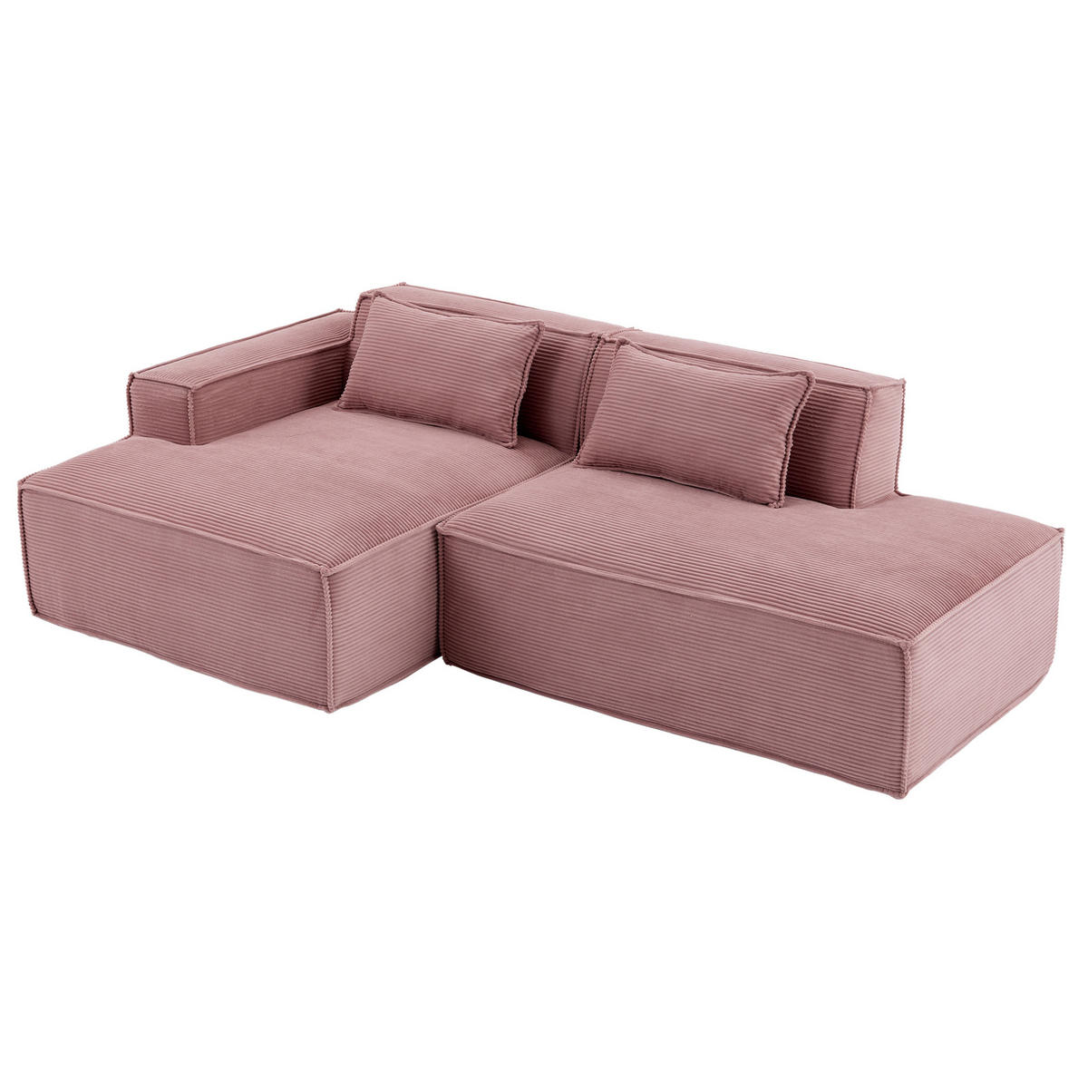 SOFA kompakt 235 cm Polyester Baby Pink - Pink, Textil (129/235cm) - Meubliv