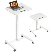 COMPUTERTISCH Weiß höhenverstellbar mit neigbarer Arbeitsplatte und Rollen 60,5/52/75-114 cm - Weiß, Holzwerkstoff (52/60.5/114cm) - PANGIVO