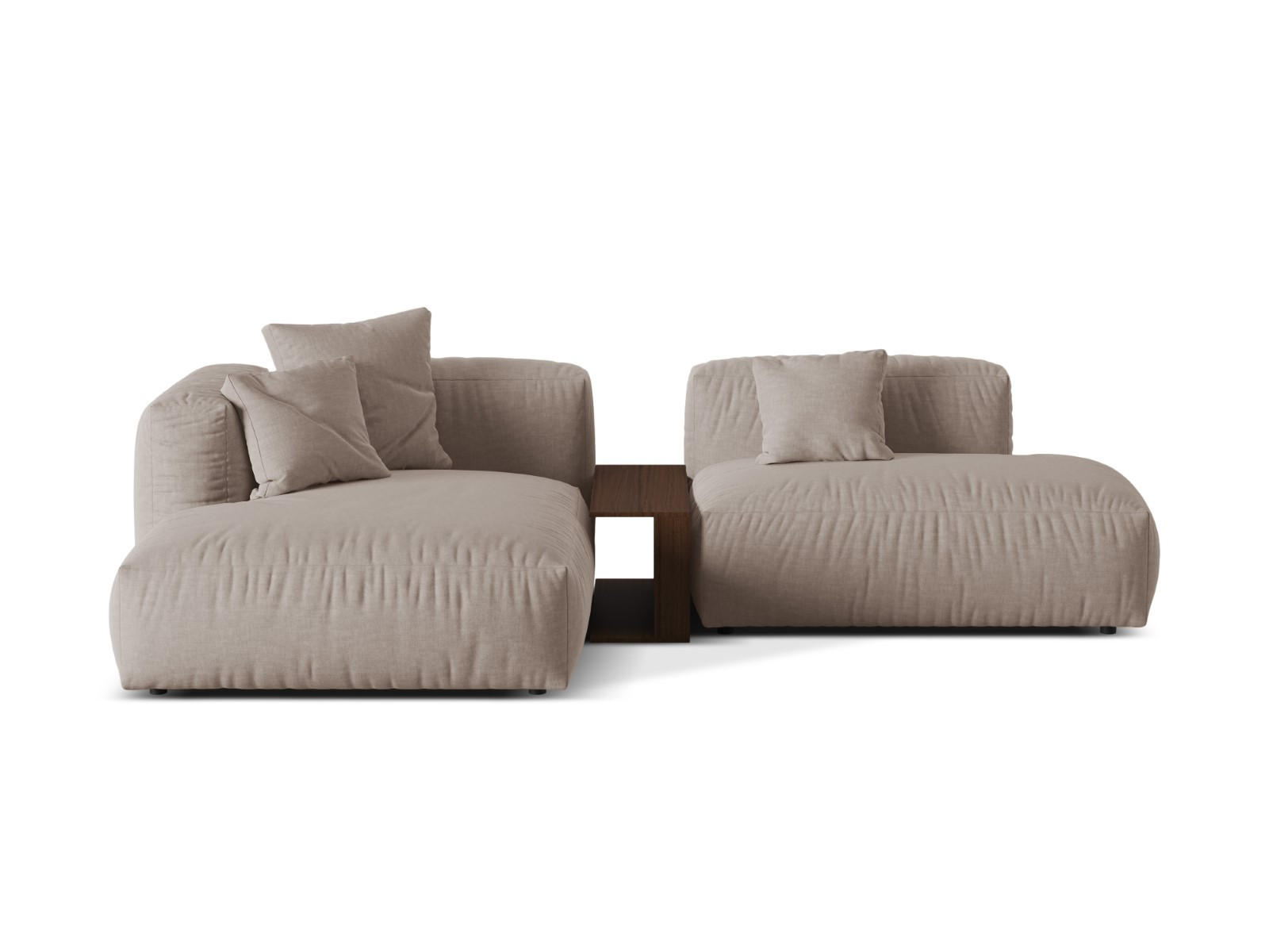 ECKSOFA modular links Martina aus strukturiertem Stoff dunkelbeige 2 Sitzplätze - Mokka, Textil (176/285cm) - Micadoni