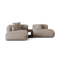 ECKSOFA modular links Martina aus strukturiertem Stoff dunkelbeige 2 Sitzplätze - Mokka, Textil (176/285cm) - Micadoni