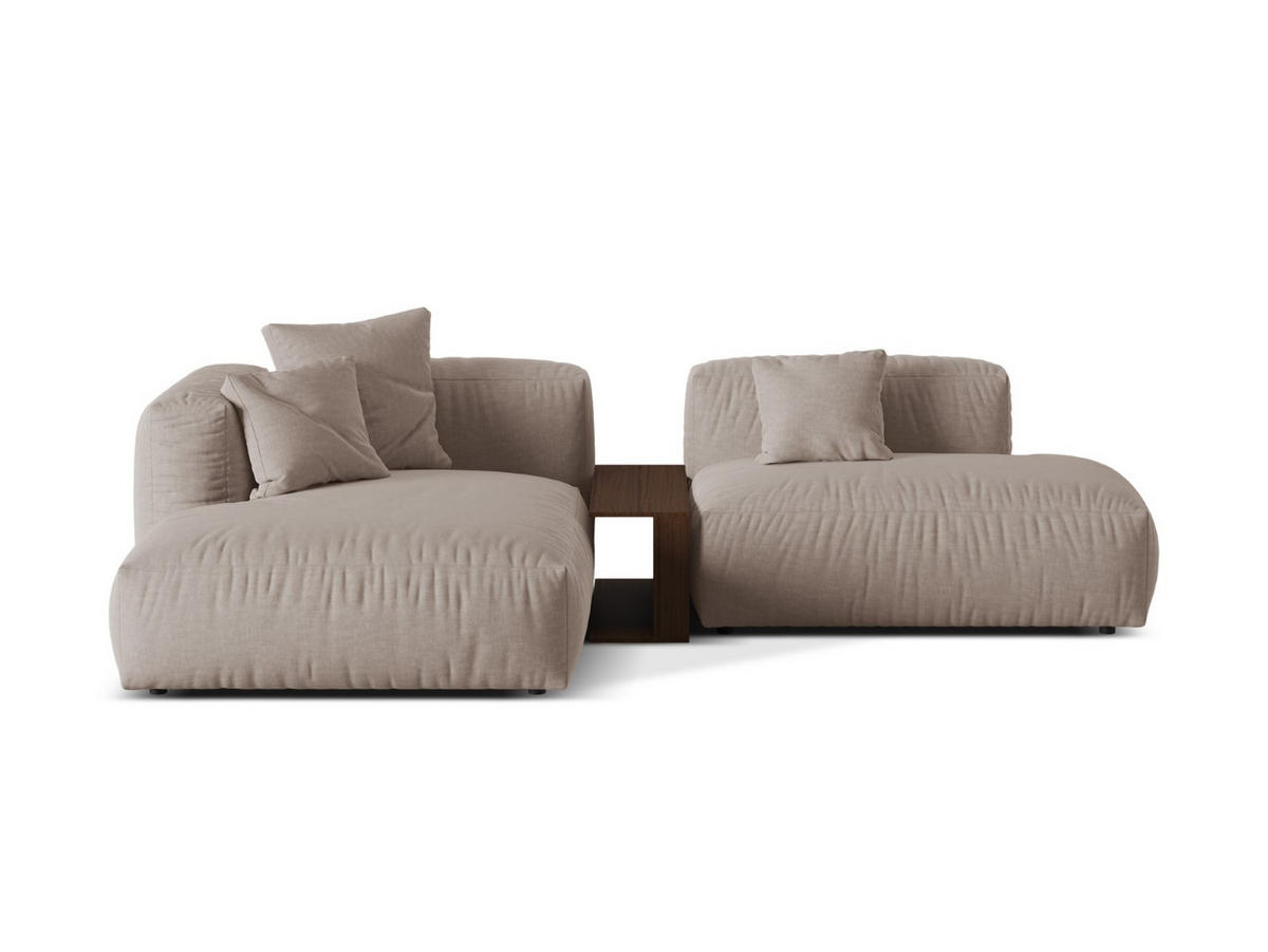 ECKSOFA modular links Martina aus strukturiertem Stoff dunkelbeige 2 Sitzplätze - Mokka, Textil (176/285cm) - Micadoni