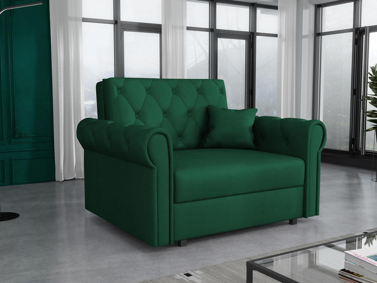 SCHLAFSOFA Viva Roma I - Smaragdgrün/Schwarz, Holz/Textil (116/85/98cm) - MIRJAN24