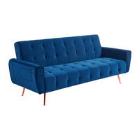 SCHLAFSOFA Klappsofa 3-Sitzer - Samt - Dunkelblau - POLANI - Blau, Textil (209/83/83cm) - Vente-Unique