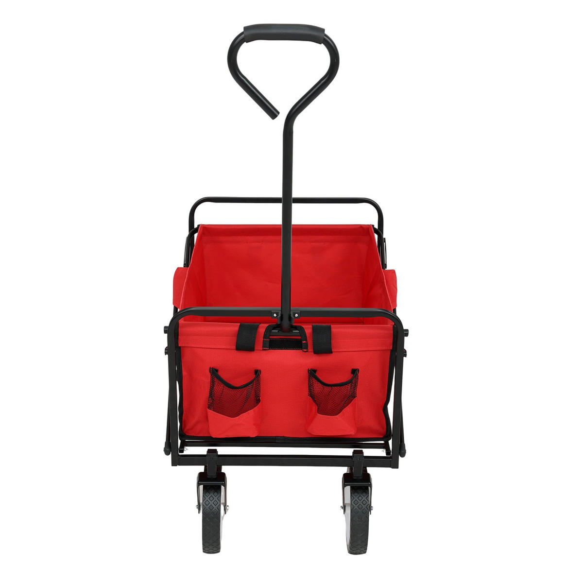 CĂRUCIOR DIN LEMN TIP VAGON, se poate strânge, cu capacitate de încărcare de 110 kg - roșu, material textil (50/59/50cm) - RAUMHIRSCH FURNITURE