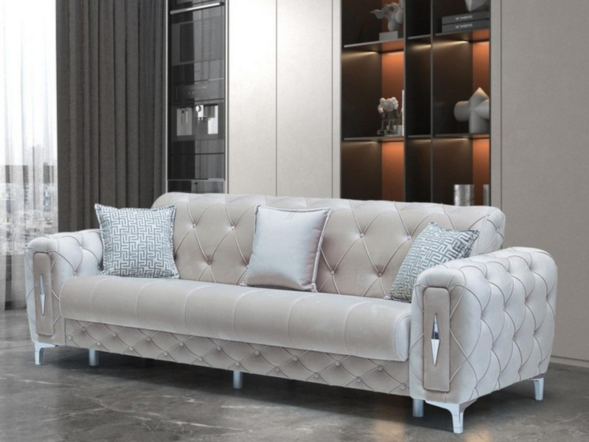 3-SITZER SOFA Patna Hellgrau - Hellgrau, Holzwerkstoff/Kunststoff (240/85/100cm)