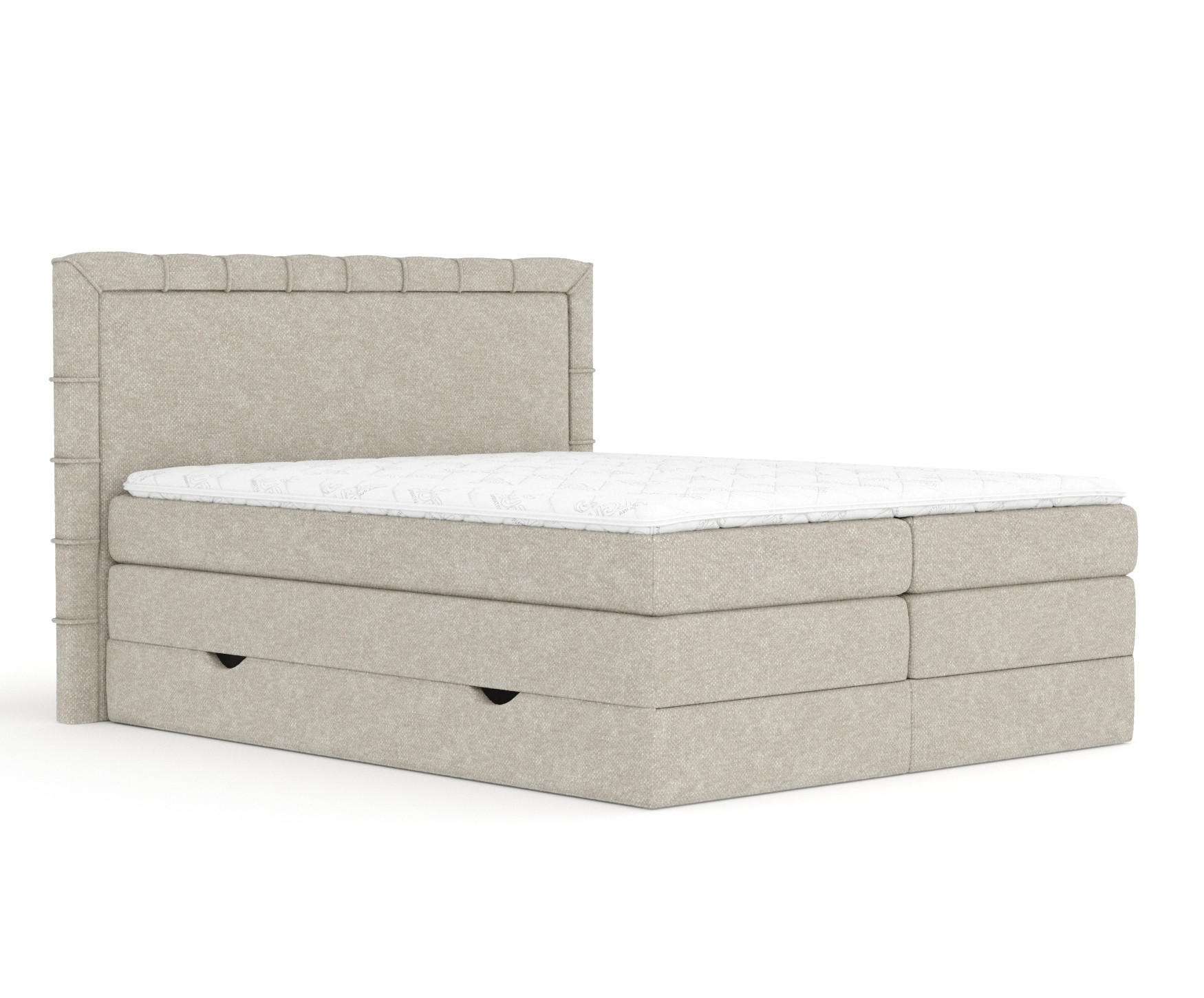 BOXSPRINGBETT Rosabel Beige Grau 140/200 cm mit Matratze und Topper - Beige/Schwarz, Holz/Holzwerkstoff (140/200cm) - Maison de Reve