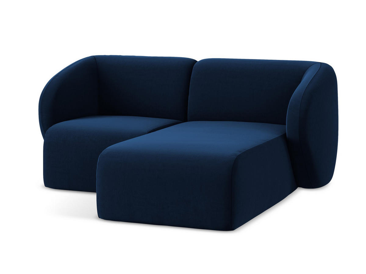 ECKSOFA Rechts Samt Stoff Blau - Türkis/Schwarz, Holzwerkstoff/Kunststoff (178/166cm) - Makamii